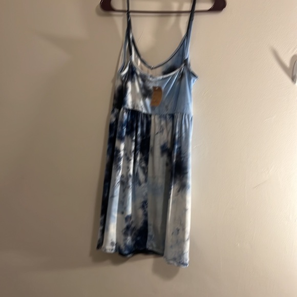 Heart hips blue tie-dye spaghetti strap mini dress - Picture 2 of 5